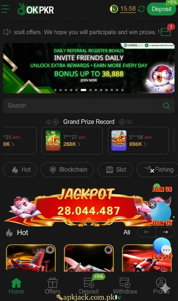 0K PKR Game Interface