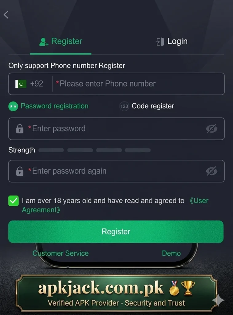 33 Pak Game registration and login