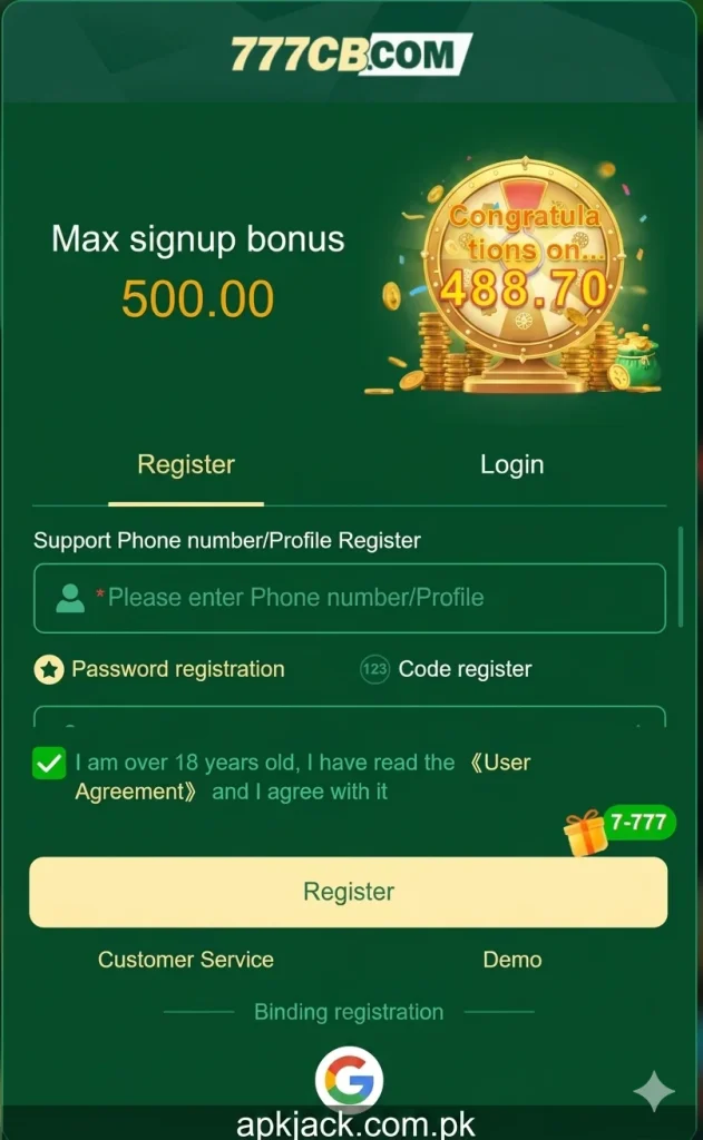 777CB Game registration