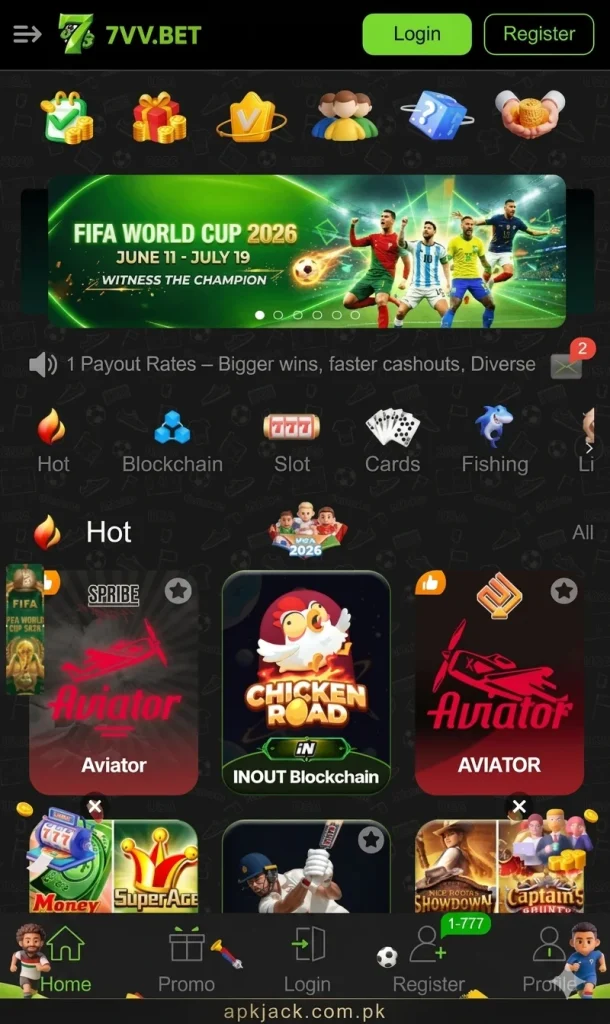 7VV GAME interface