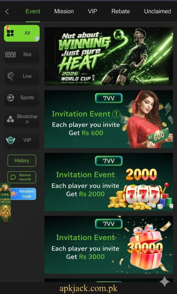 7VV Game Bonuses and rewards