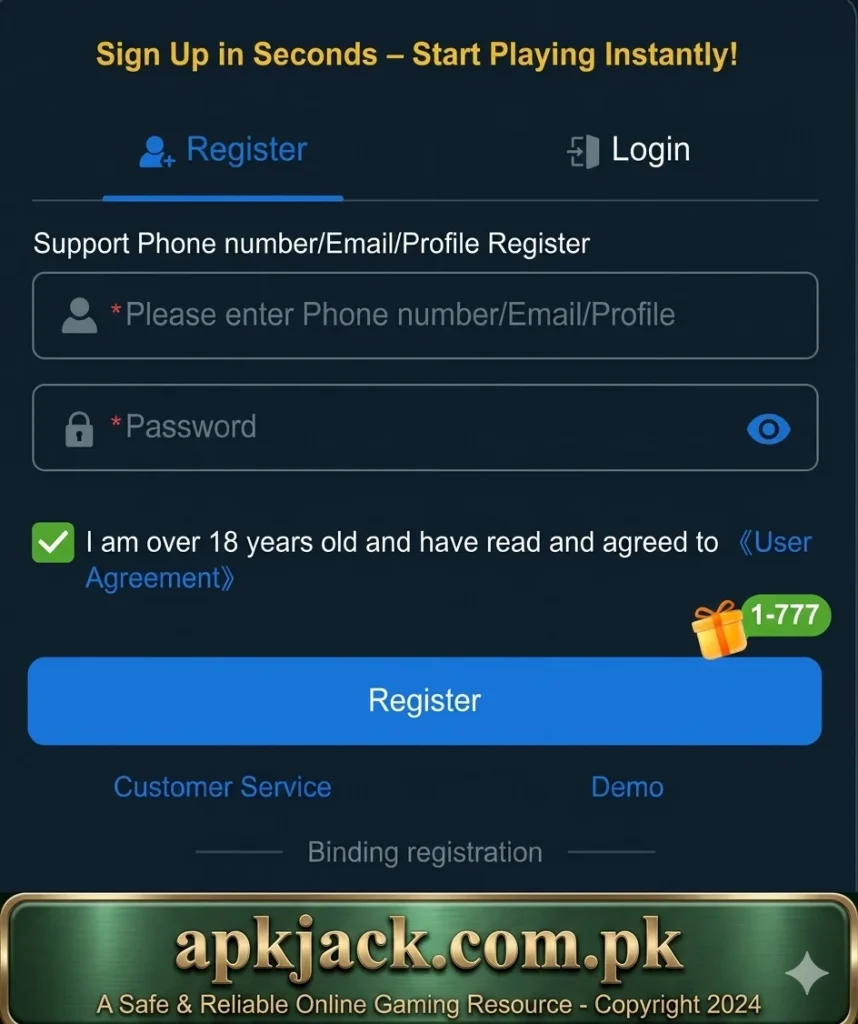 8B Game registration and login