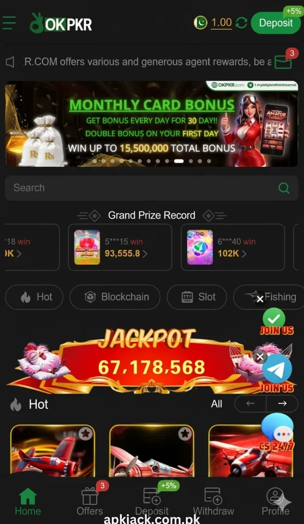 OK PKR Game Interface
