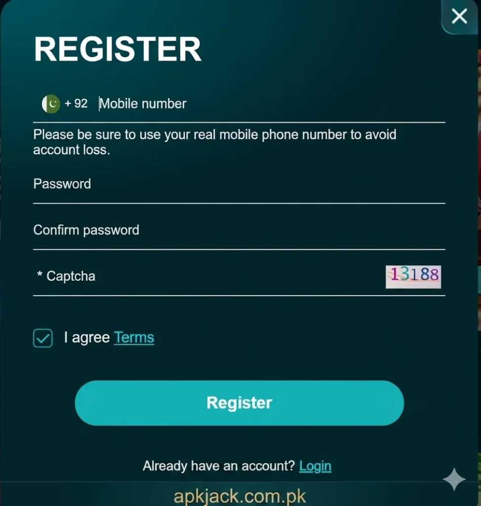 PK Casino game registration
