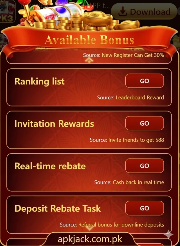 PK3 Game bonuses and rewards