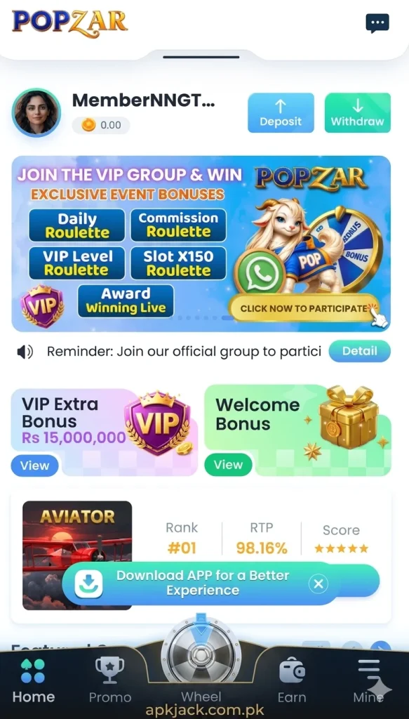 POP ZAR GAME Interface