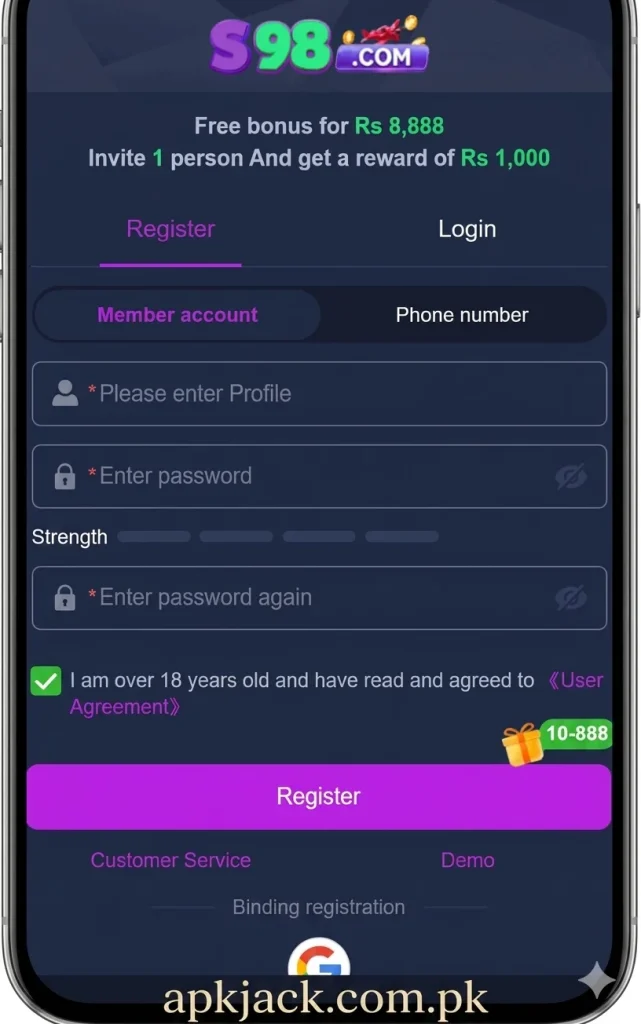 S98 Game Registration