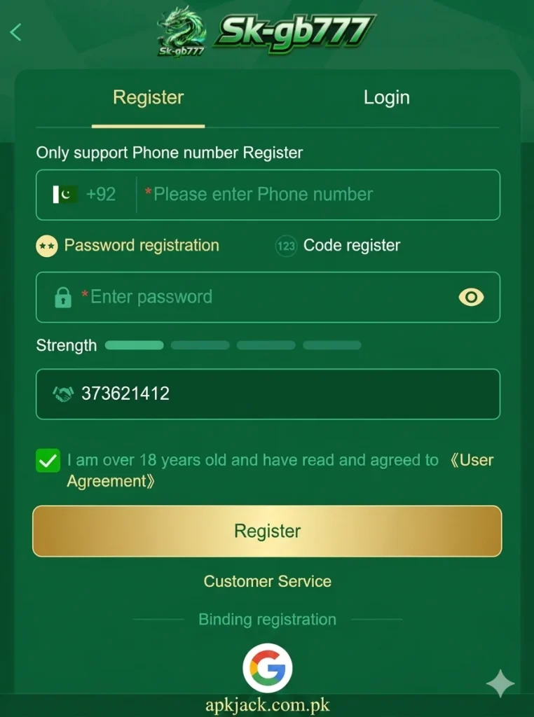 SK GB 777 Game Registration and Login