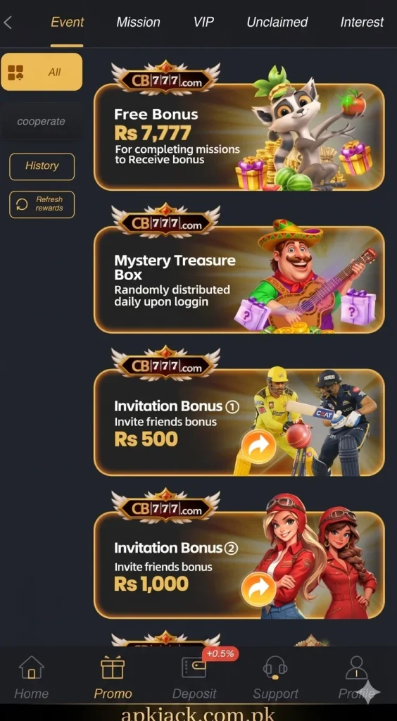 CB777 Game Bonus Section