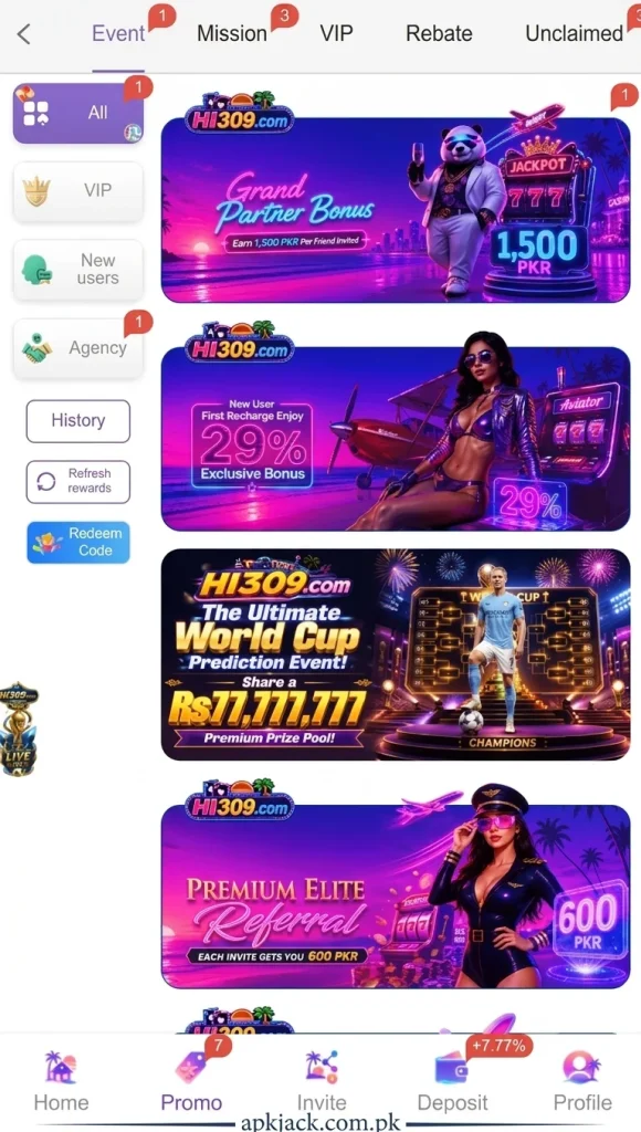 HI309 Game rewards and bonuses