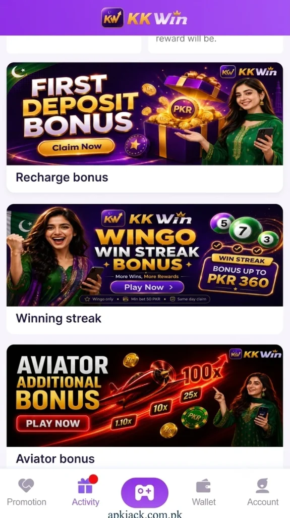 KKWIN Game Bonuses and rewards structure