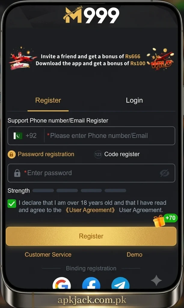 M999 App registration and login process with any pakistani number