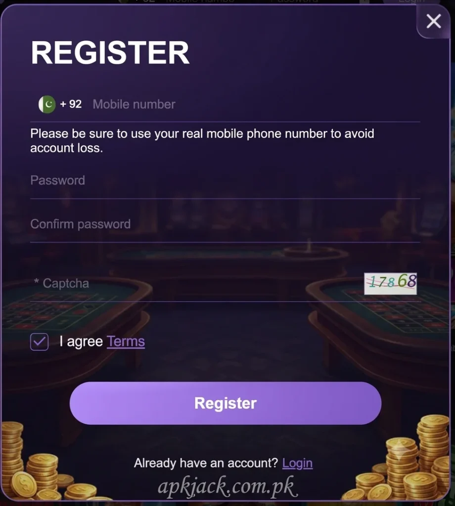 PKR SPIN Game Registration and login pakistani number