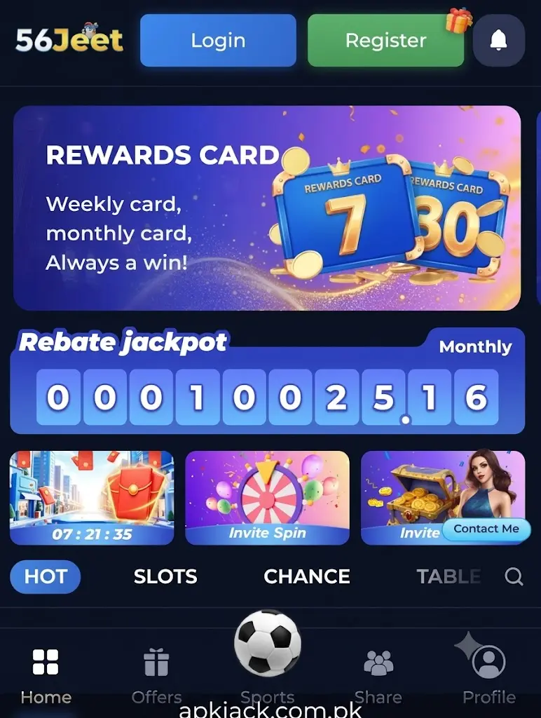 56Jeet Game Main menu and interface